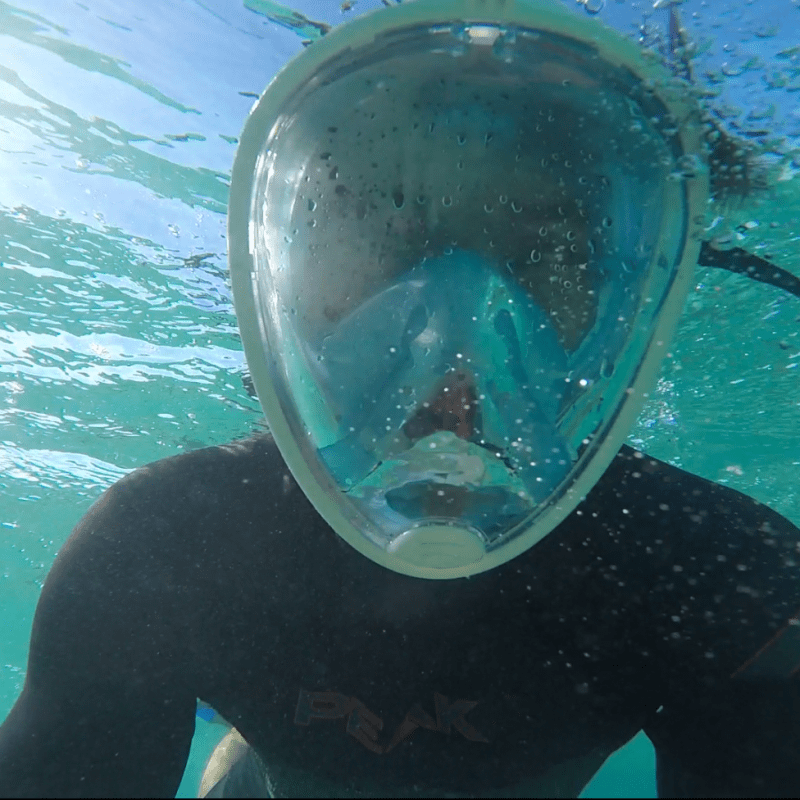 a man swimming in a body of water
